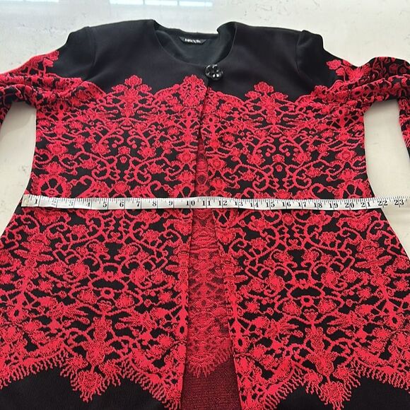 Misook Acrylic Blend Jacket Printed One Button Closure Black Red Plus Size XL - Picture 11 of 13